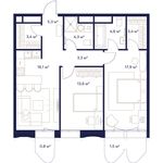 Планировка 2-комнатной квартиры, 74,1 м2