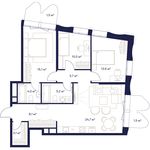 Планировка 3-комнатной квартиры, 90 м2