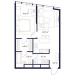 Планировка 1-комнатной квартиры, 55,1 м2