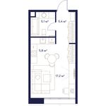 Планировка 1-комнатной квартиры, 33,1 м2