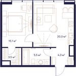Планировка 1-комнатной квартиры, 48,4 м2