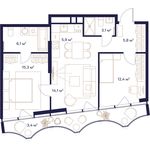 Планировка 2-комнатной квартиры, 66,1 м2