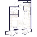 Планировка квартиры студии, 39,6 м2