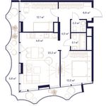 Планировка 2-комнатной квартиры, 70,5 м2