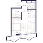 Планировка квартиры студии, 39,8 м2
