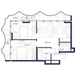 Планировка 2-комнатной квартиры, 60,4 м2
