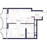 Планировка 1-комнатной квартиры, 41,9 м2