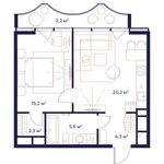 Планировка 1-комнатной квартиры, 49,8 м2