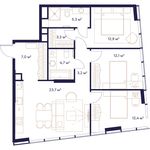 Планировка 3-комнатной квартиры, 84,6 м2