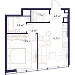 Планировка 1-комнатной квартиры, 41,1 м2