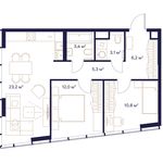 Планировка 2-комнатной квартиры, 64 м2