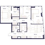 Планировка 3-комнатной квартиры, 91 м2