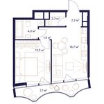 Планировка 1-комнатной квартиры, 42,6 м2