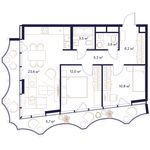 Планировка 2-комнатной квартиры, 69,7 м2