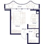 Планировка квартиры студии, 29,2 м2