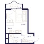 Планировка квартиры студии, 29,7 м2