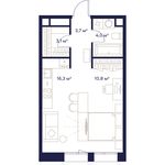 Планировка 1-комнатной квартиры, 37,8 м2