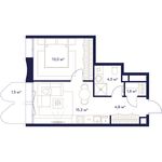 Планировка 1-комнатной квартиры, 41 м2