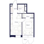 Планировка 1-комнатной квартиры, 44,7 м2