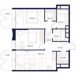 Планировка 2-комнатной квартиры, 74,3 м2