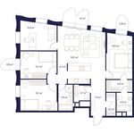 Планировка 4-комнатной квартиры, 128 м2