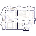 Планировка 2-комнатной квартиры, 58,8 м2