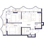 Планировка 2-комнатной квартиры, 59,6 м2