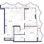 Планировка 2-комнатной квартиры, 82,7 м2