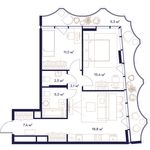 Планировка 2-комнатной квартиры, 67,5 м2
