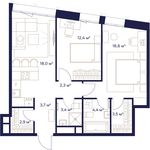 Планировка 2-комнатной квартиры, 67,2 м2