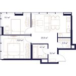 Планировка 2-комнатной квартиры, 54,3 м2