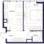 Планировка 1-комнатной квартиры, 40,3 м2