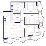 Планировка 3-комнатной квартиры, 89,9 м2