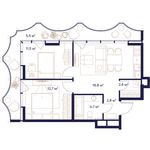 Планировка 2-комнатной квартиры, 59,6 м2