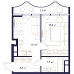 Планировка 1-комнатной квартиры, 43,1 м2