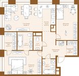 Планировка 2-комнатной квартиры, 84,37 м2