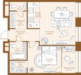 Планировка 1-комнатной квартиры, 52,29 м2