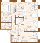 Планировка 2-комнатной квартиры, 88,76 м2