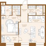 Планировка 1-комнатной квартиры, 55,84 м2