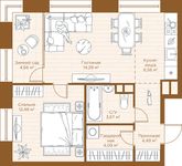 Планировка 1-комнатной квартиры, 50,24 м2