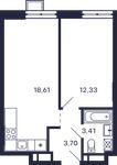 Планировка 1-комнатной квартиры, 38,05 м2