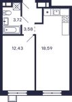 Планировка 1-комнатной квартиры, 38,32 м2