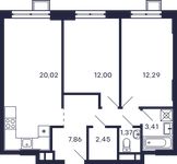 Планировка 2-комнатной квартиры, 59,4 м2