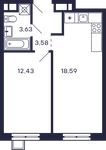 Планировка 1-комнатной квартиры, 38,23 м2