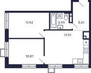 Планировка 2-комнатной квартиры, 50,24 м2