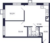 Планировка 2-комнатной квартиры, 47,51 м2