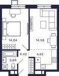 Планировка 1-комнатной квартиры, 43,95 м2