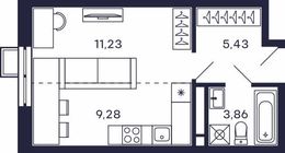 Планировка квартиры студии, 29,8 м2