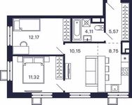 Планировка 2-комнатной квартиры, 50,07 м2