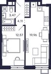Планировка 1-комнатной квартиры, 40,11 м2